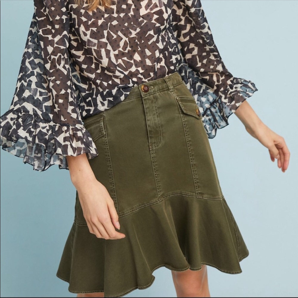 Anthropology Maeve Utility Flounced Skirt Sz2